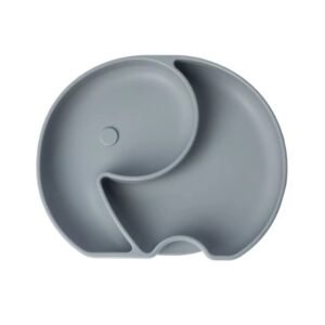 Yummy Assiette Éléphant en Silicone avec Ventouse 4m+ Gris