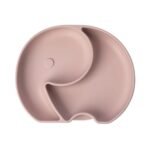 Yummy Assiette Éléphant en Silicone avec Ventouse 4m+ Rose Poudré