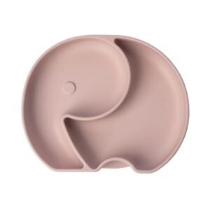 Yummy Assiette Éléphant en Silicone avec Ventouse 4m+ Rose Poudré