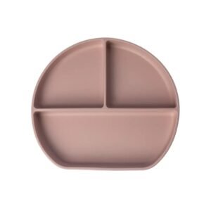 Yummy Assiette en Silicone Multi-Compartiments avec Ventouse - Rose Poudré