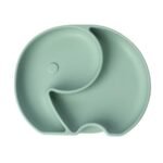 Yummy Assiette Éléphant en Silicone avec Ventouse 4m+ Vert Pastel